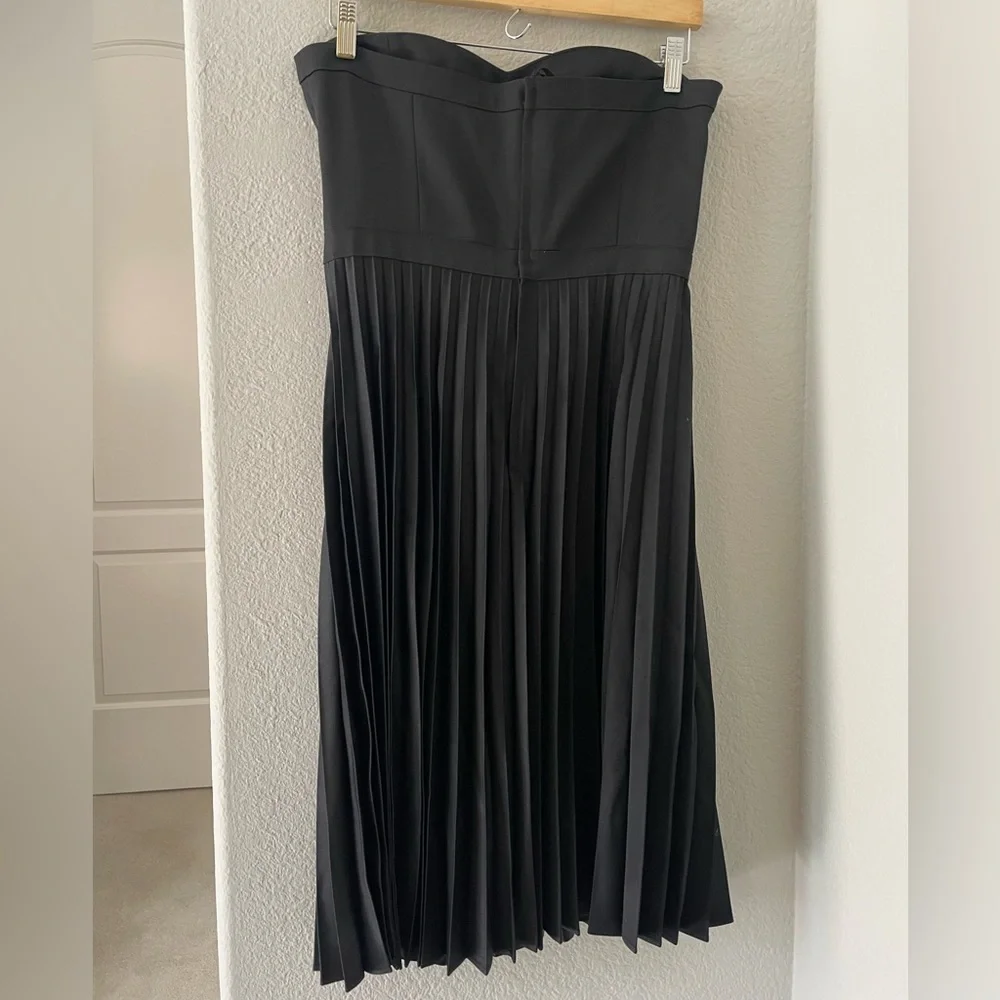 RARE J Crew Black Strapless Virgin Wool Tuxedo Midi Dress, Size 10 - Picture 2 of 4